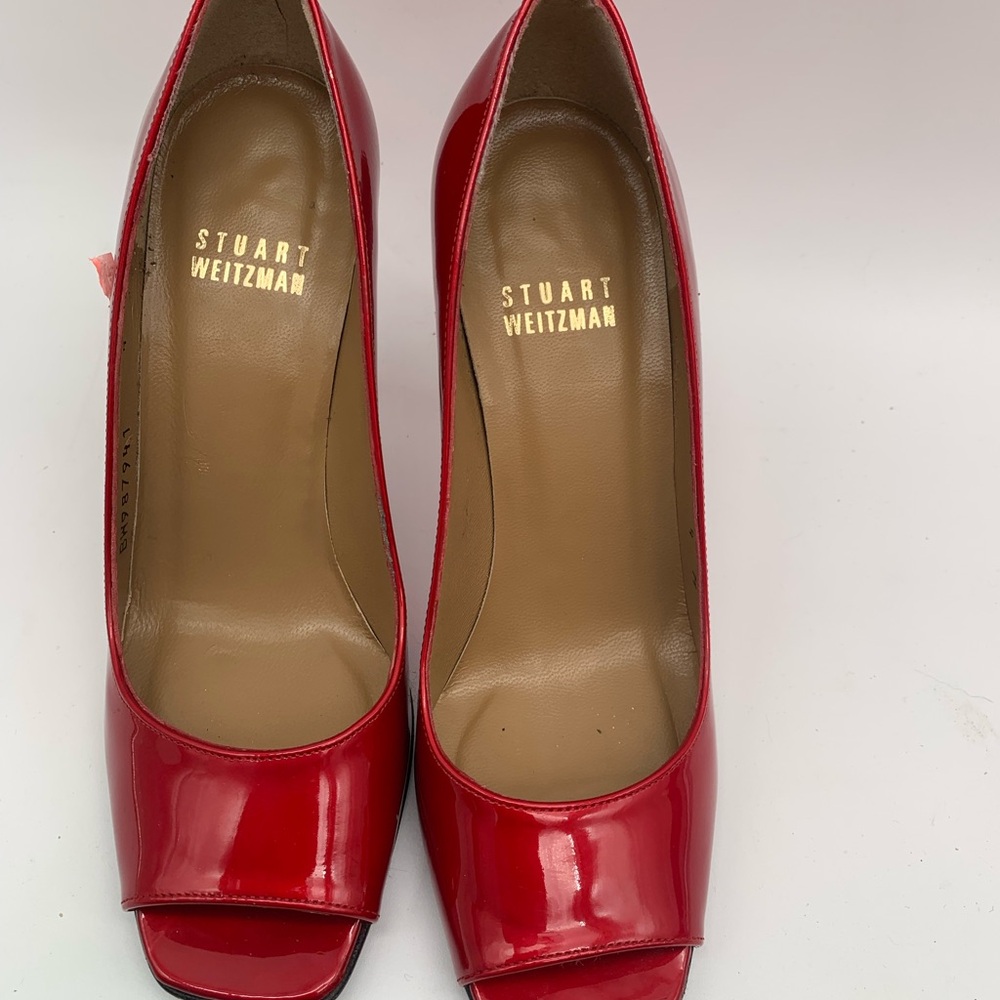 Stuart Weitzman Red Peep Toe Heels size 5 Elegantcore